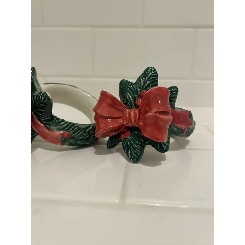 Vintage Fitz & Floyd Ceramic Holiday Napkin Rings